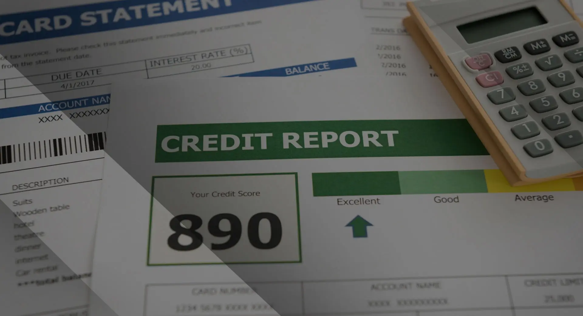 A close up of the credit report with an arrow